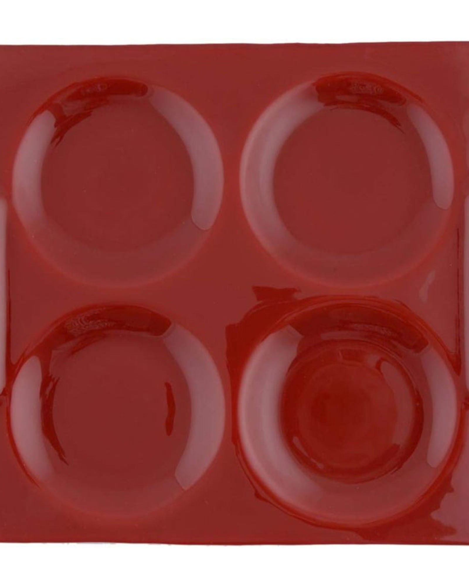 Shallow Porcelain 5-Piece Serving Set, White and Red – Elegant Tableware with 4 Cups and Red Tray