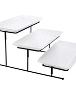 Shallow Porcelain 5-Piece Serving Set, White and Red – Elegant Tableware with 4 Cups and Red Tray