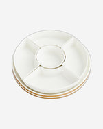 Shallow Porcelain New Verde 5-Compartment Serving Set - 26cm - Elegant Tableware for Culinary Delights