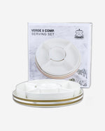 Shallow Porcelain New Verde 5-Compartment Serving Set - 26cm - Elegant Tableware for Culinary Delights