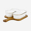 Shallow Porcelain New Verde 3-Compartment Serving Set with Bamboo Tray - Elegant Culinary Presentation