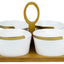 Shallow Porcelain New Verde 4-Compartment Serving Set with Bamboo Tray - Elegant Culinary Presentation