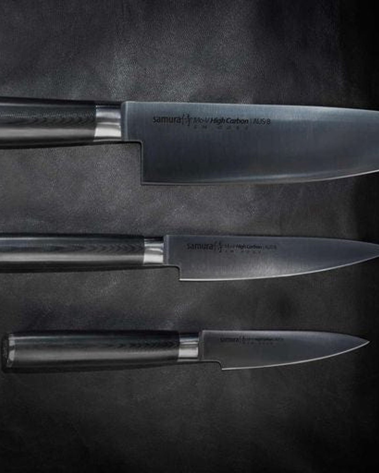 Samura MO V Set of 3 kitchen knives in a gift box: Paring knife, Utility knife, Chef's knife  SM 0220