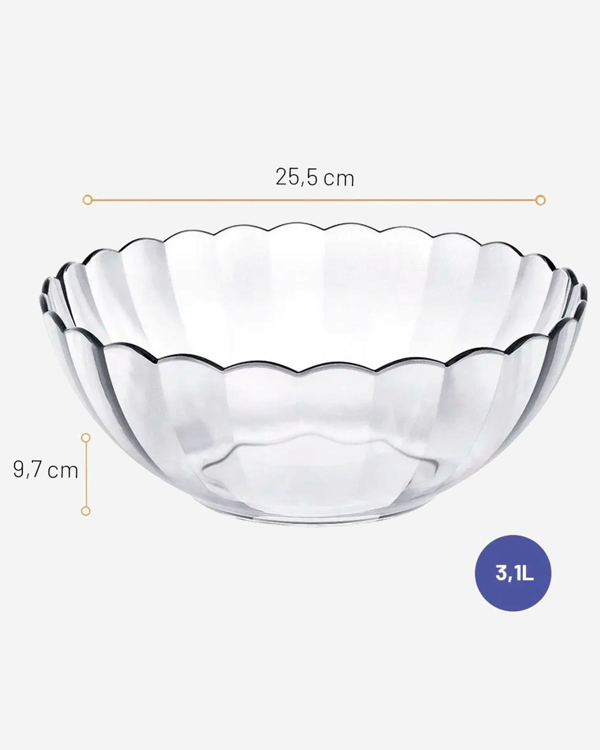 Marinex Glass Bowl Bella, Heat-Resistant, 3.1L