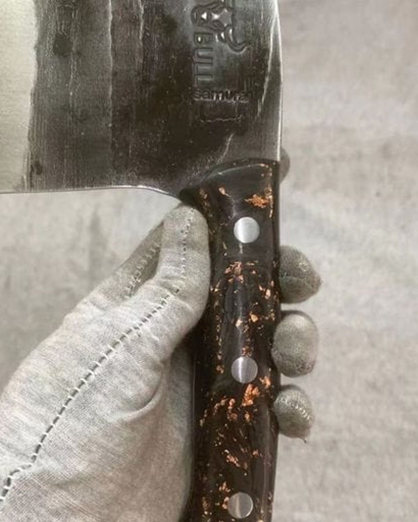 Samura MAD BULL Serbian chef’s knife with Marble carbon handle, 7 0"- 180 MM   SMB 0040MC