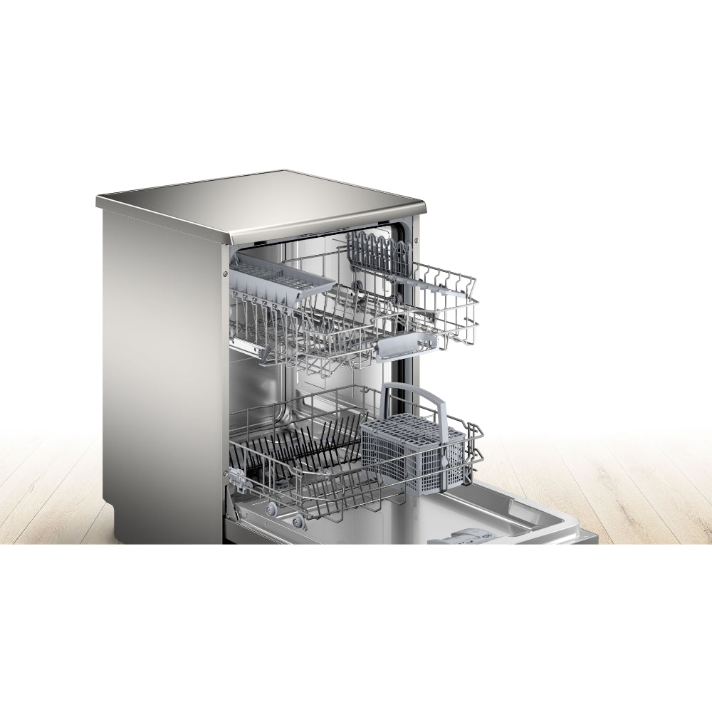 Bosch Series 4 Free-standing Dishwasher 60 cm, 13 Place Settings, 4 Programmes, EcoSilence Drive, Brushed Steel Anti Fingerprint, SMS44DI01T