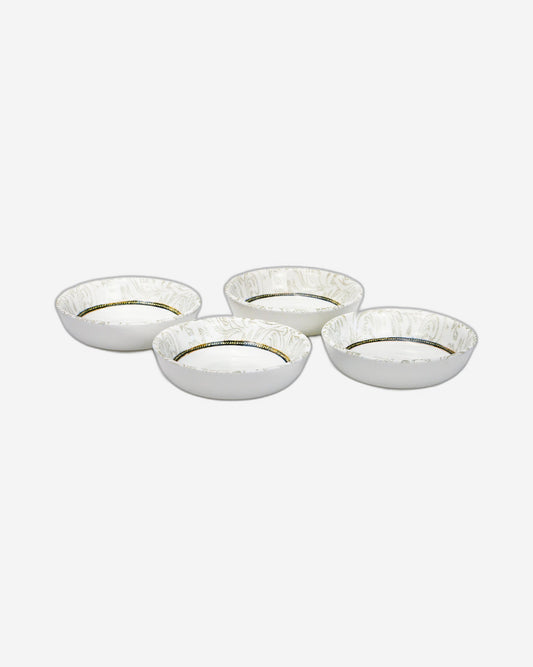 Edessa Elana 10.5cm Round Ceramic Snack Bowl, White (Set of 4)