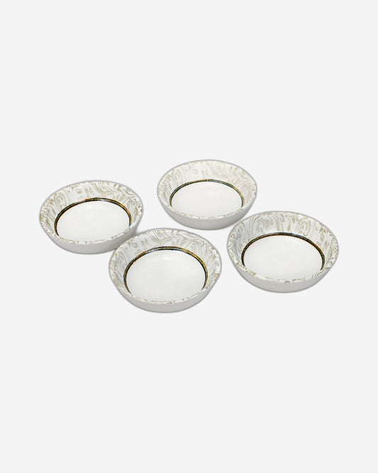 Edessa Elana 10.5cm Round Ceramic Snack Bowl, White (Set of 4)