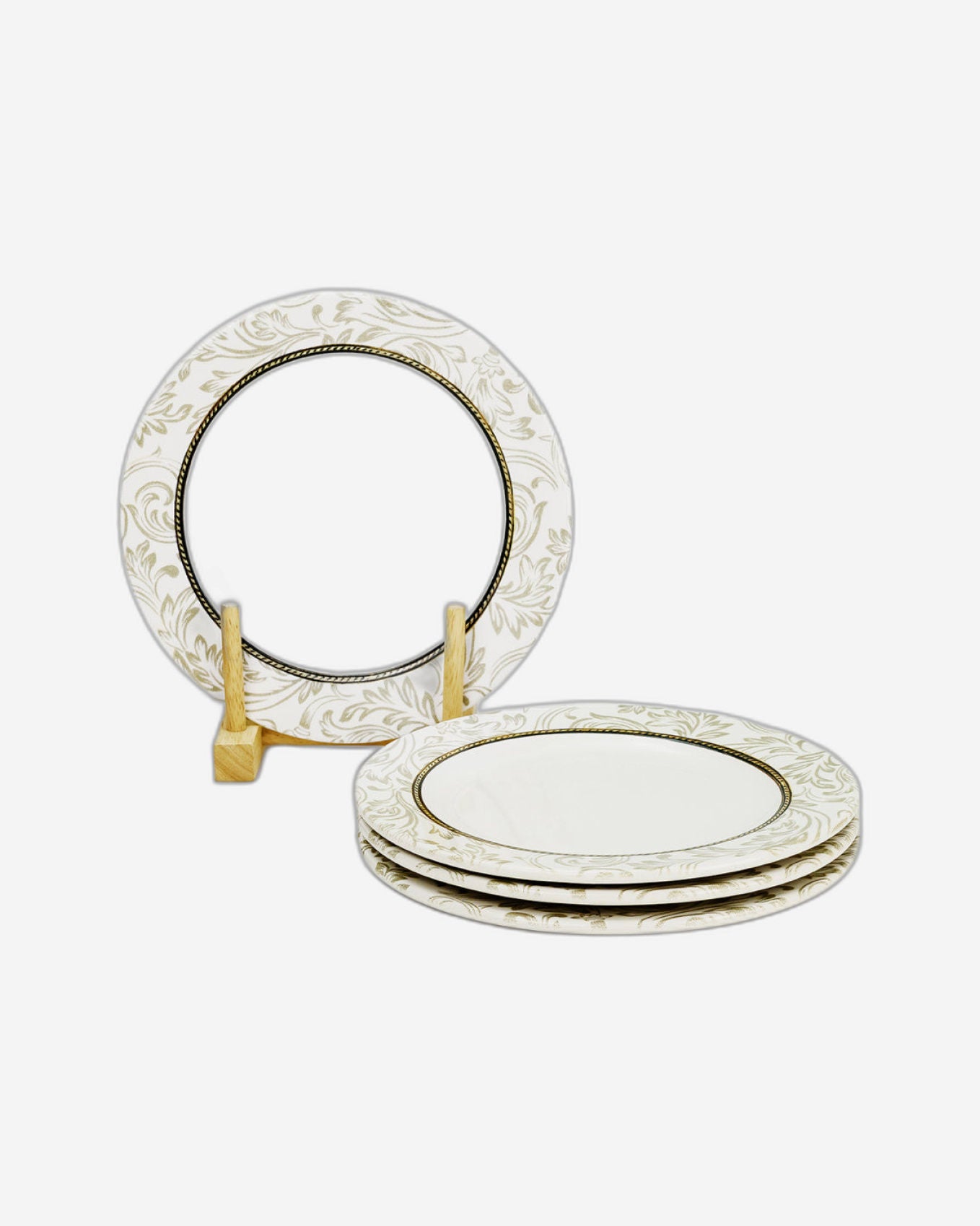 Edessa Ceramic Elana 20Cm Round Dessert Plate, White (Set of 4)