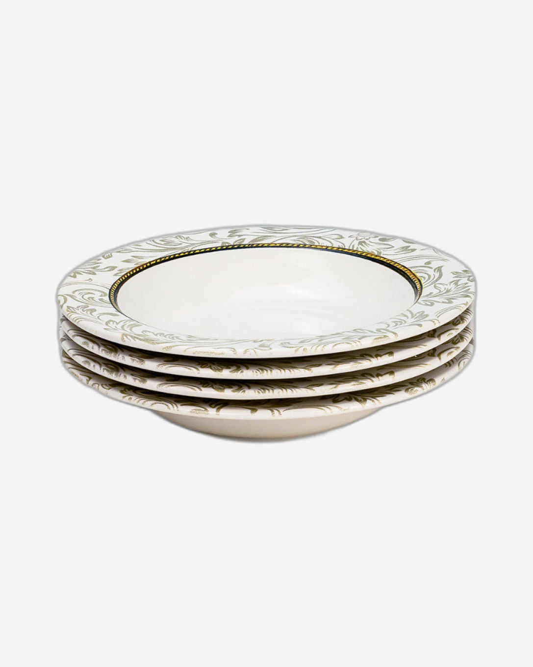 Edessa Ceramic Elana 22Cm Round Soup Plate, White (Set of 4)