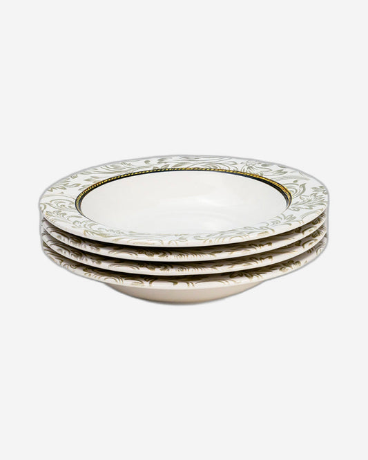 Edessa Ceramic Elana 22Cm Round Soup Plate, White (Set of 4)