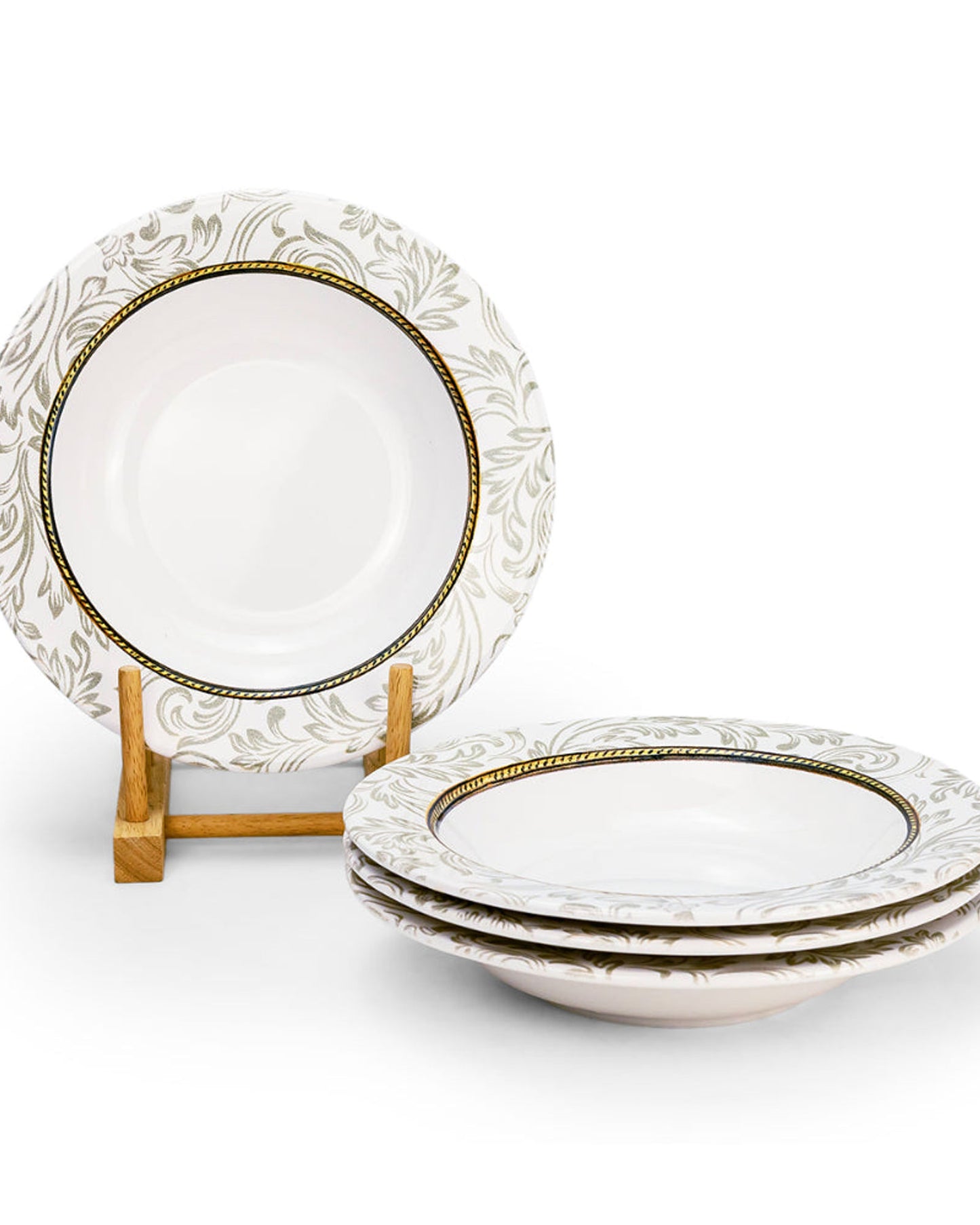 Edessa Ceramic Elana 22Cm Round Soup Plate, White (Set of 4)