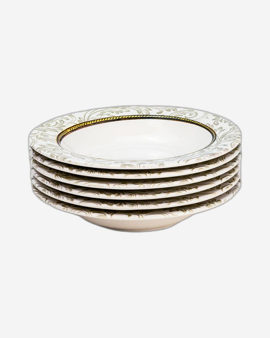 Edessa Ceramic Elana 22Cm Round Soup Plate, White (Set of 6)