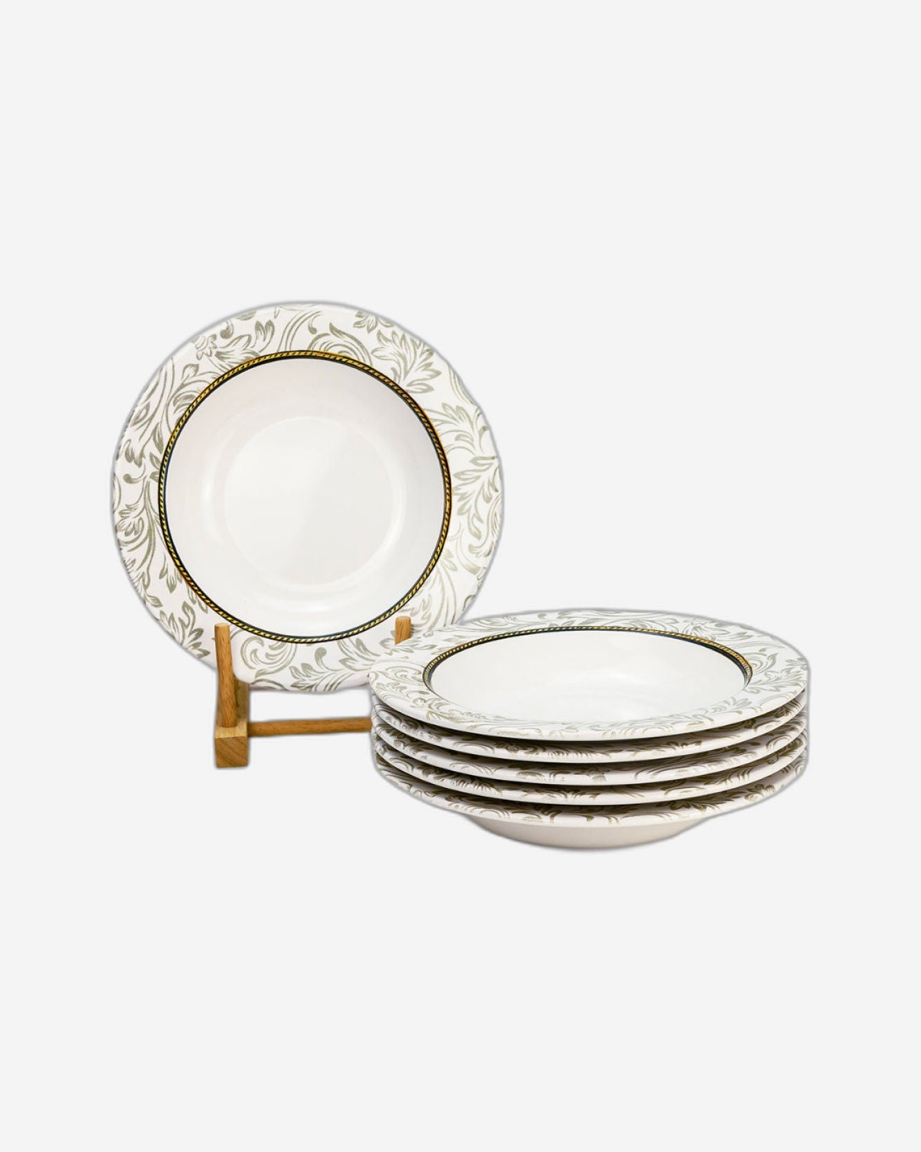 Edessa Ceramic Elana 22Cm Round Soup Plate, White (Set of 6)