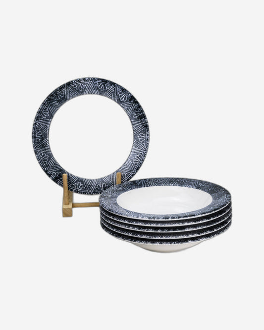 Edessa Ceramic Ginko 22Cm Round Soup Plate, White (Set of 6)