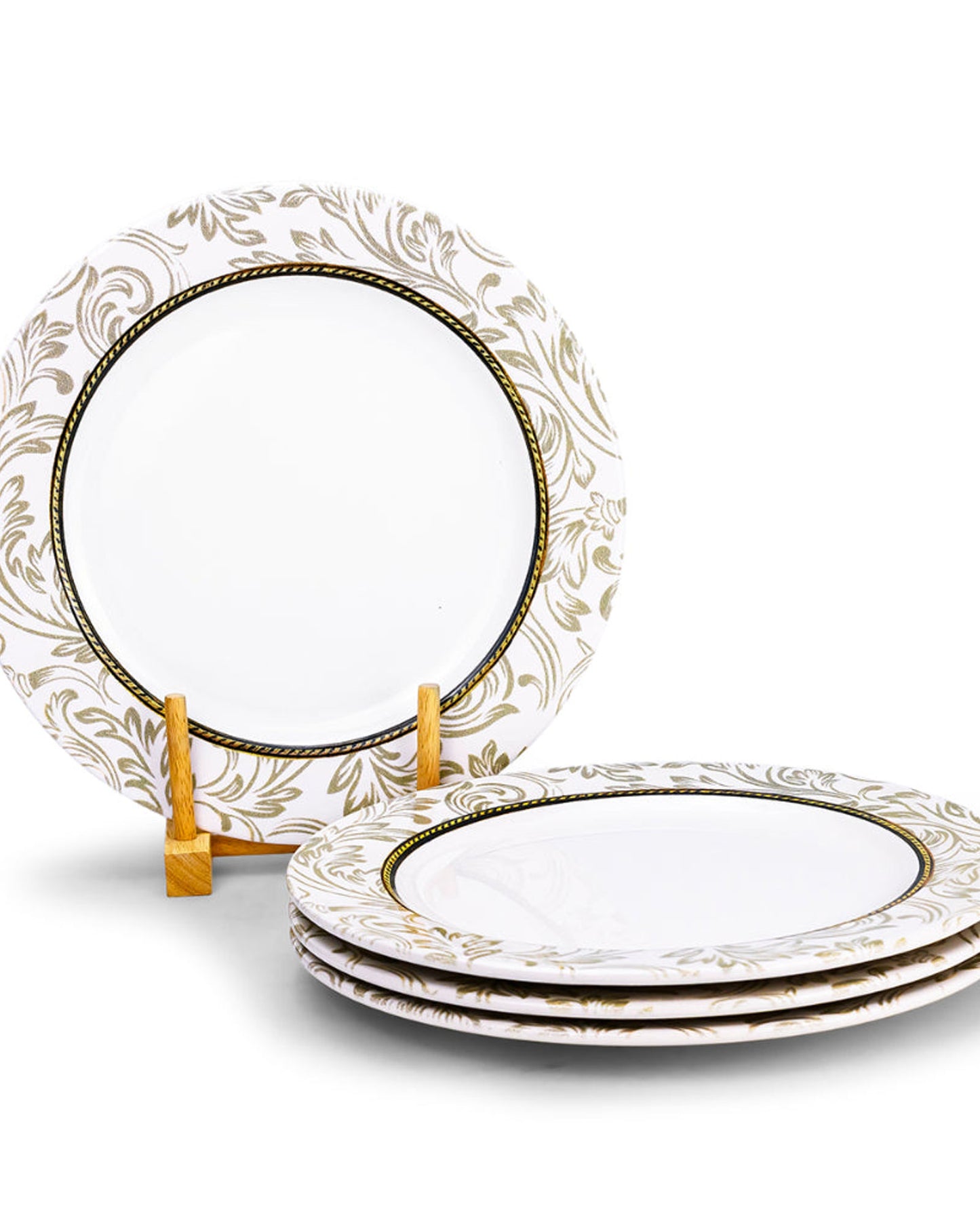 Edessa Ceramic Elana 27Cm Round Dinner Plate, White (Set of 4)