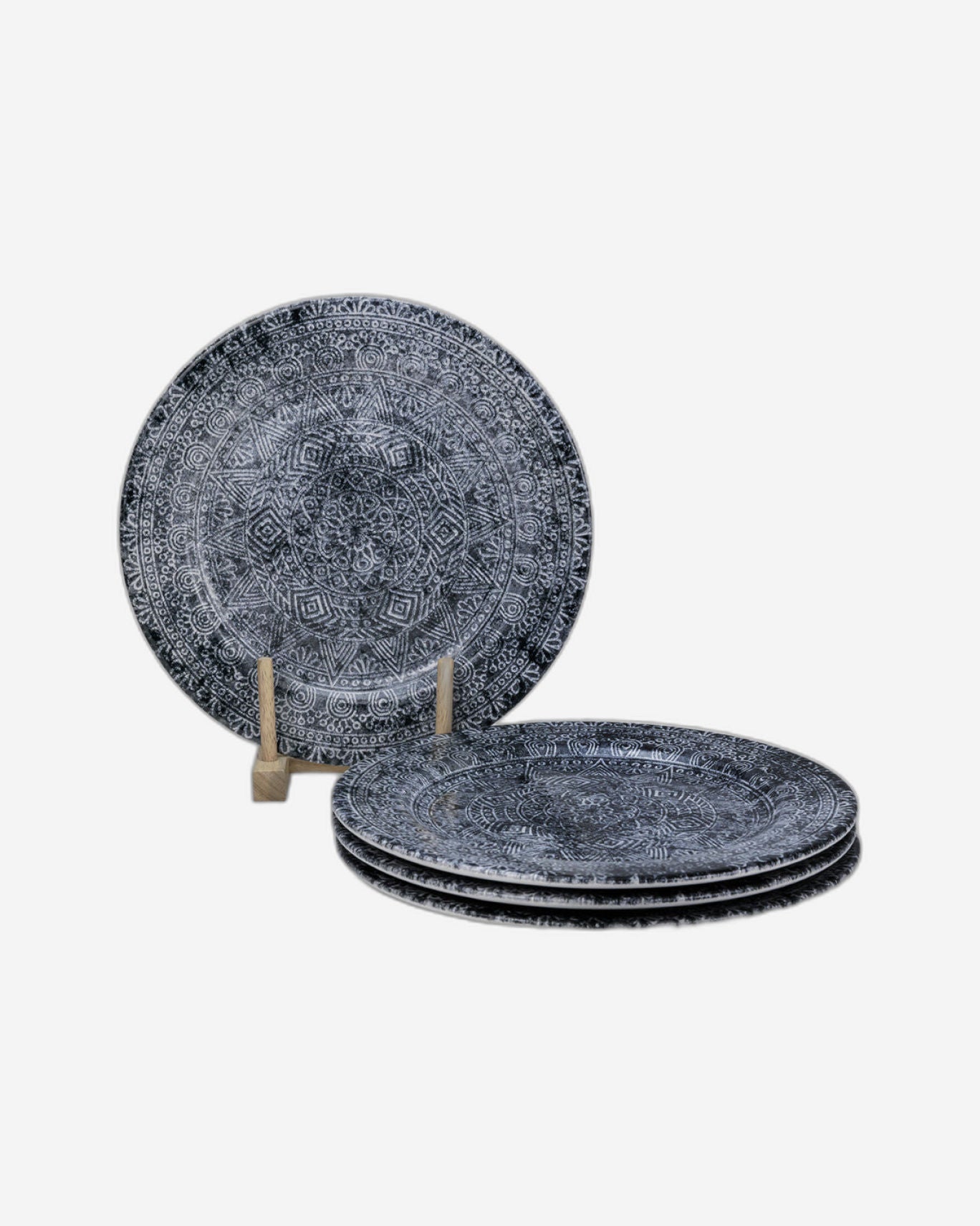 Edessa Ceramic Ginko 27Cm Round Dinner Plate, Multicolor (Set of 4)