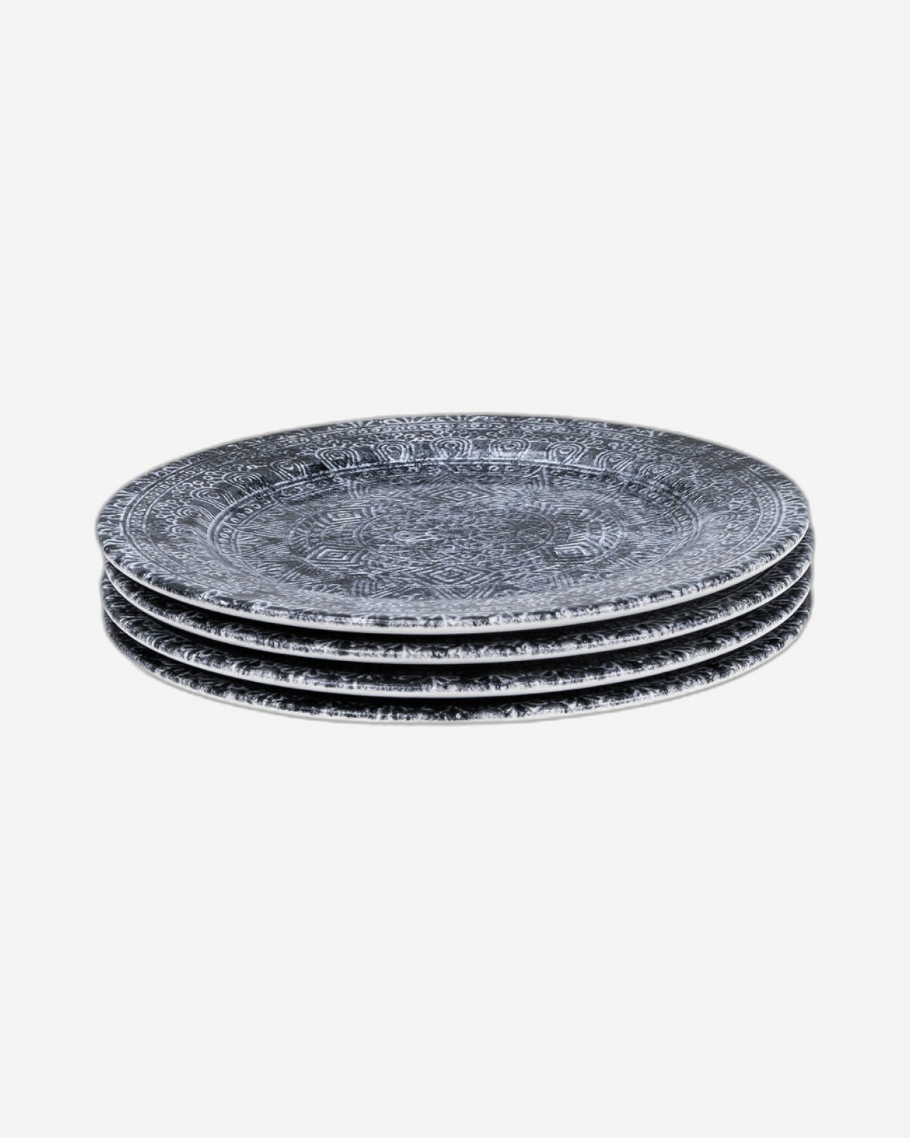 Edessa Ceramic Ginko 27Cm Round Dinner Plate, Multicolor (Set of 4)