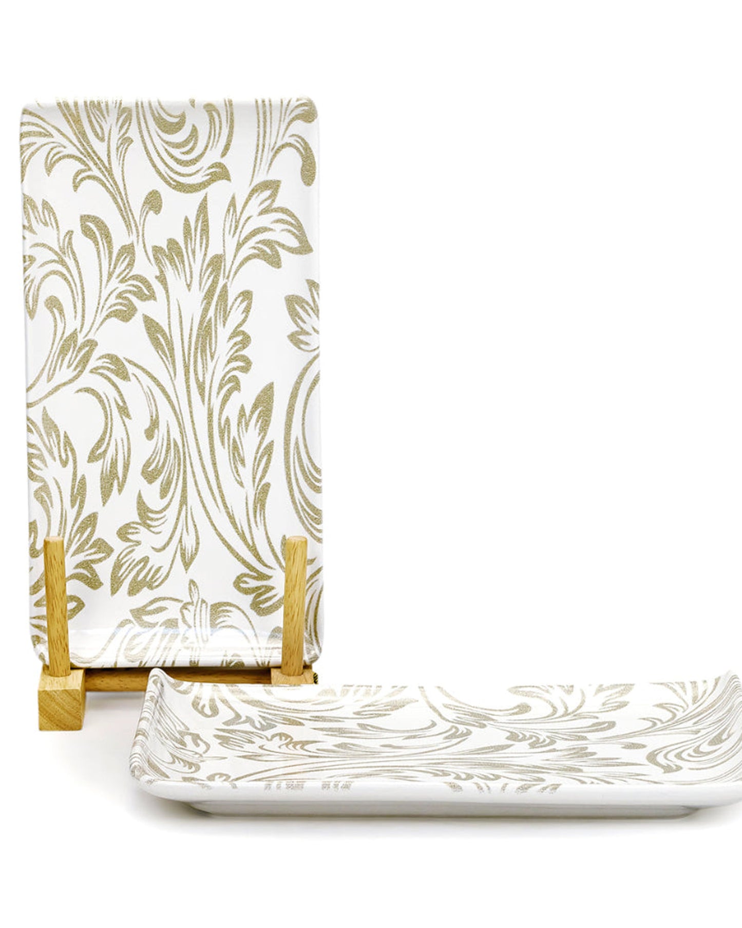 Edessa Elana Ceramic Rectangle Serving Plate (White, 12.5 x 24cm, Set of 4)