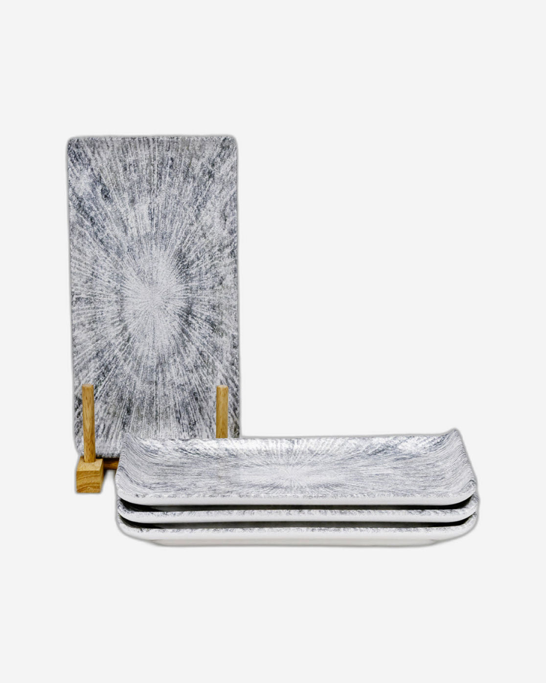 Edessa Astin Ceramic Rectangle Serving Plate (Multicolor, 12.5 x 24cm, Set of 4)