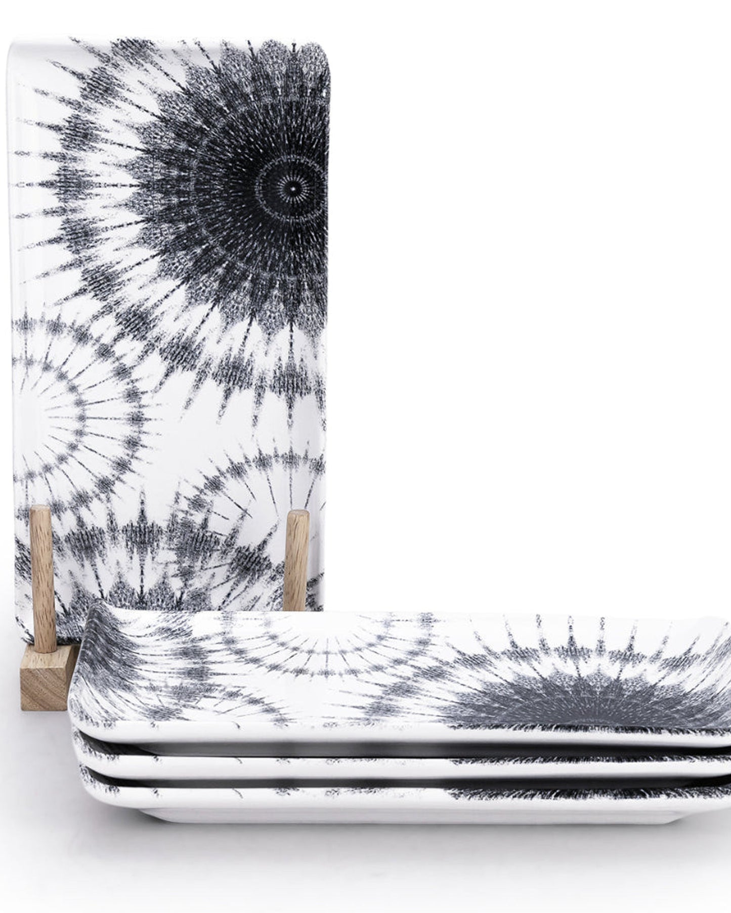 Edessa Cosmo Ceramic Rectangle Serving Plate (Multicolor, 12.5 x 24cm, Set of 4)