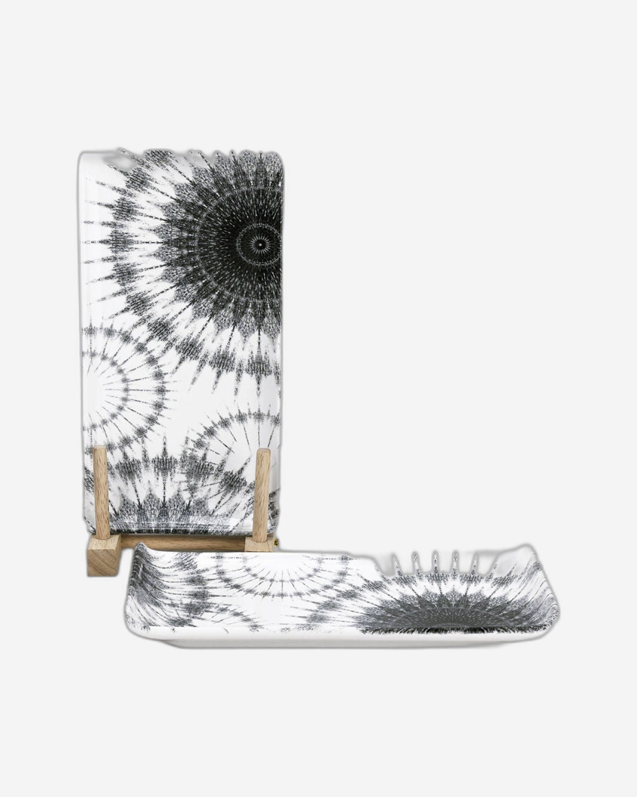 Edessa Cosmo Ceramic Rectangle Serving Plate (Multicolor, 12.5 x 24cm, Set of 6)