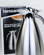 Nessan Thermal Coffee Carafe Jugs, Double Walled Vacuum Insulated Flask 12 Hours Heat Retention Jug for Coffee, Tea, & Milk - Stainless Steel Silver 2.0L