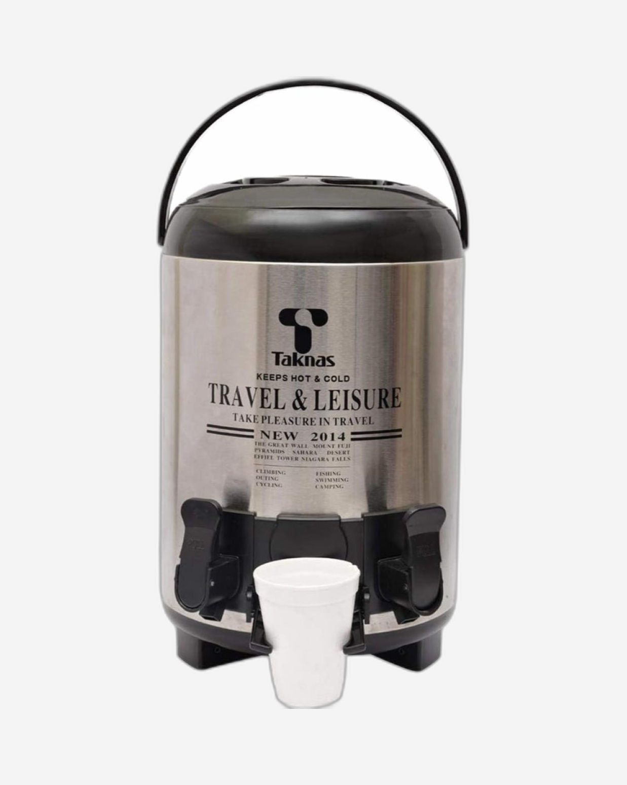 Home Stainless Steel Food and Beverage Storage with Tap, 10 Liter, Black and Silver | Durable Beverage Dispenser for Home and Office Use