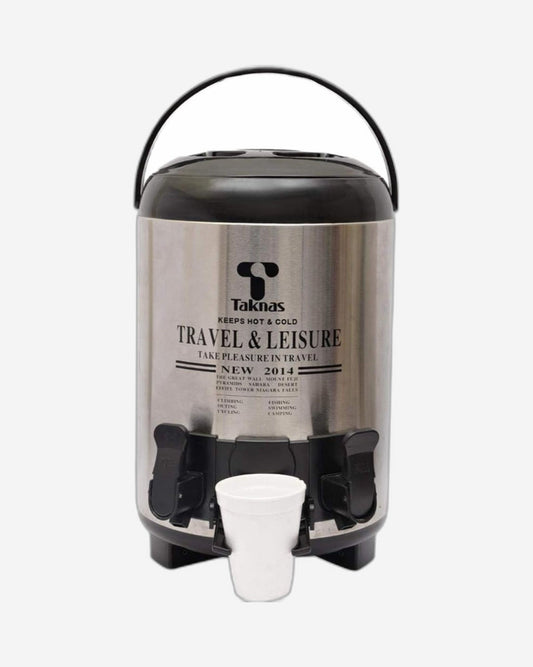 Home Stainless Steel Food and Beverage Storage with Tap, 10 Liter, Black and Silver | Durable Beverage Dispenser for Home and Office Use