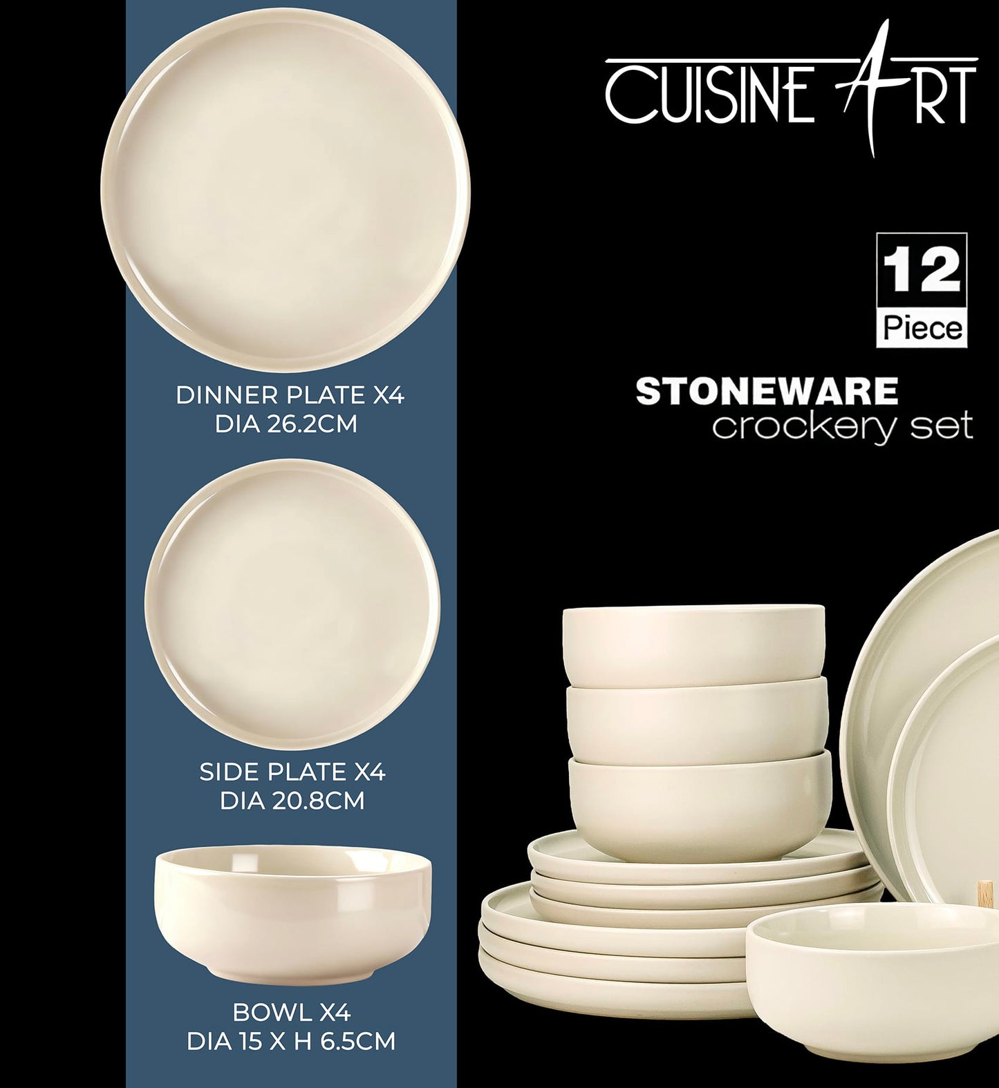 Cuisine Art Stoneware Dinner Set 12Pc VERA