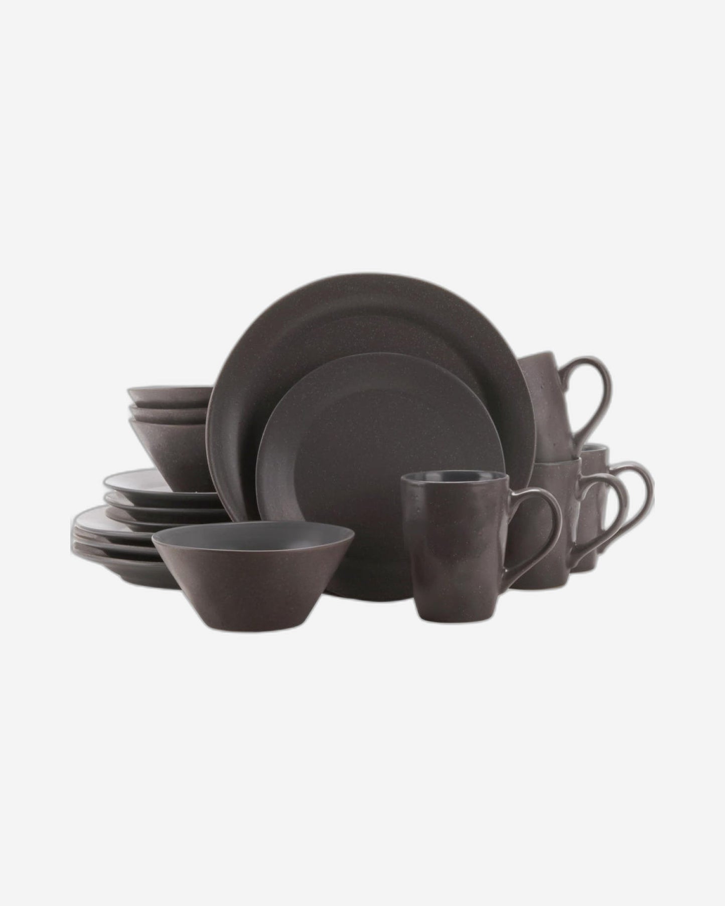 Shallow SOLLY 16-Pieces Stoneware Dinnerware Set, Dinner Set, Kitchen Dinnerware Ceramic Crockery Set, Dinner Service Set for 4, Include 26.5cm Dinner Plate, 20.3cm Plate, Cereal Bowl, Mug