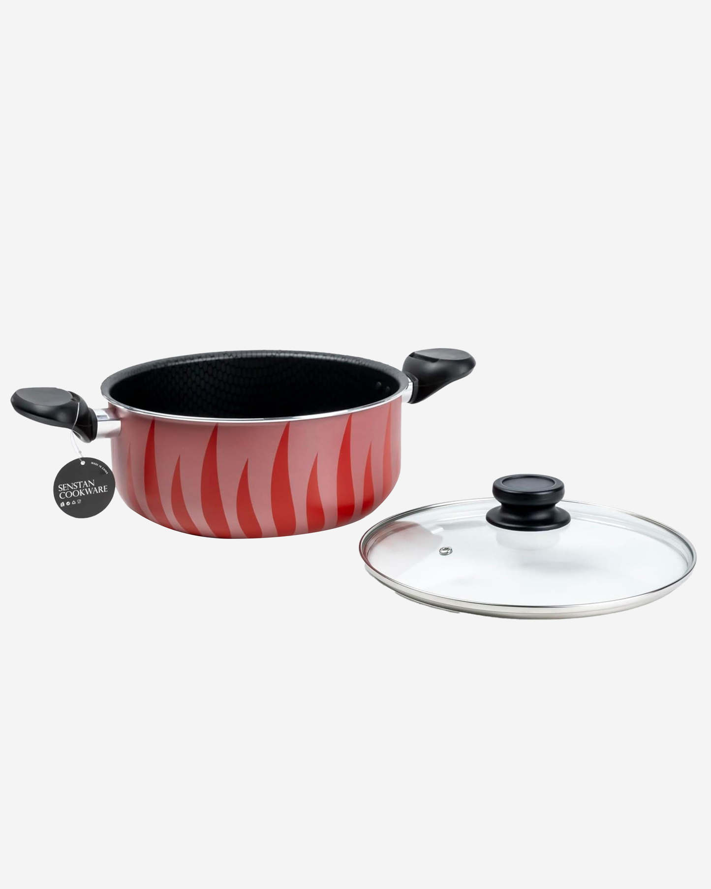 Senstan Flame Design Non-Stick Casserole 20 cm 1.8 L Red