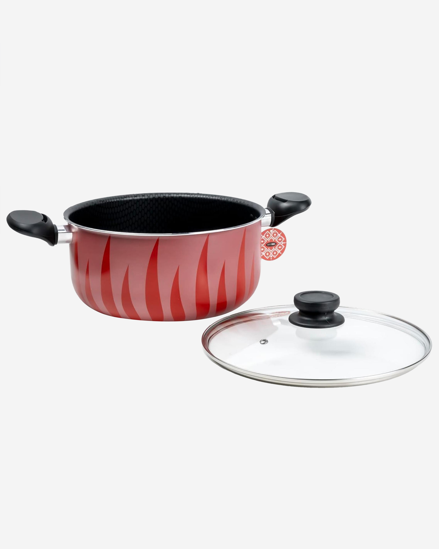 Senstan Flame Design Non-Stick Casserole 22 cm Red