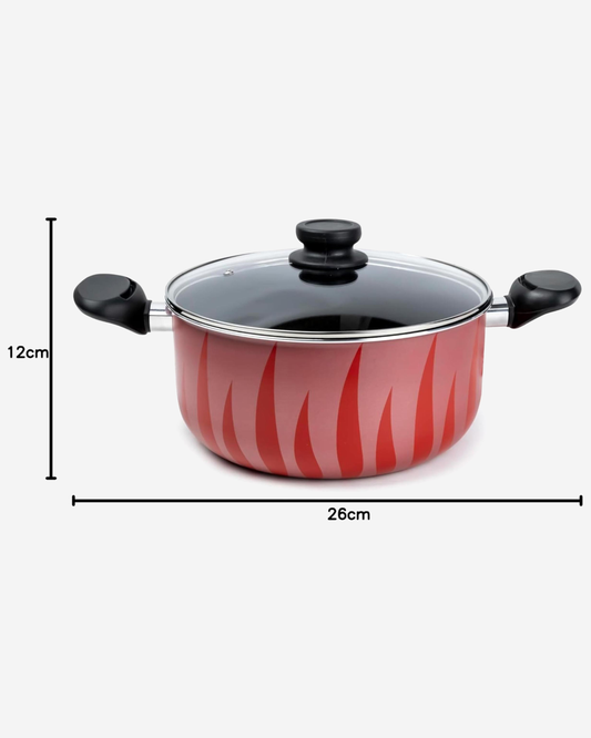 Senstan Flame Design Non-Stick Casserole 26 cm Red