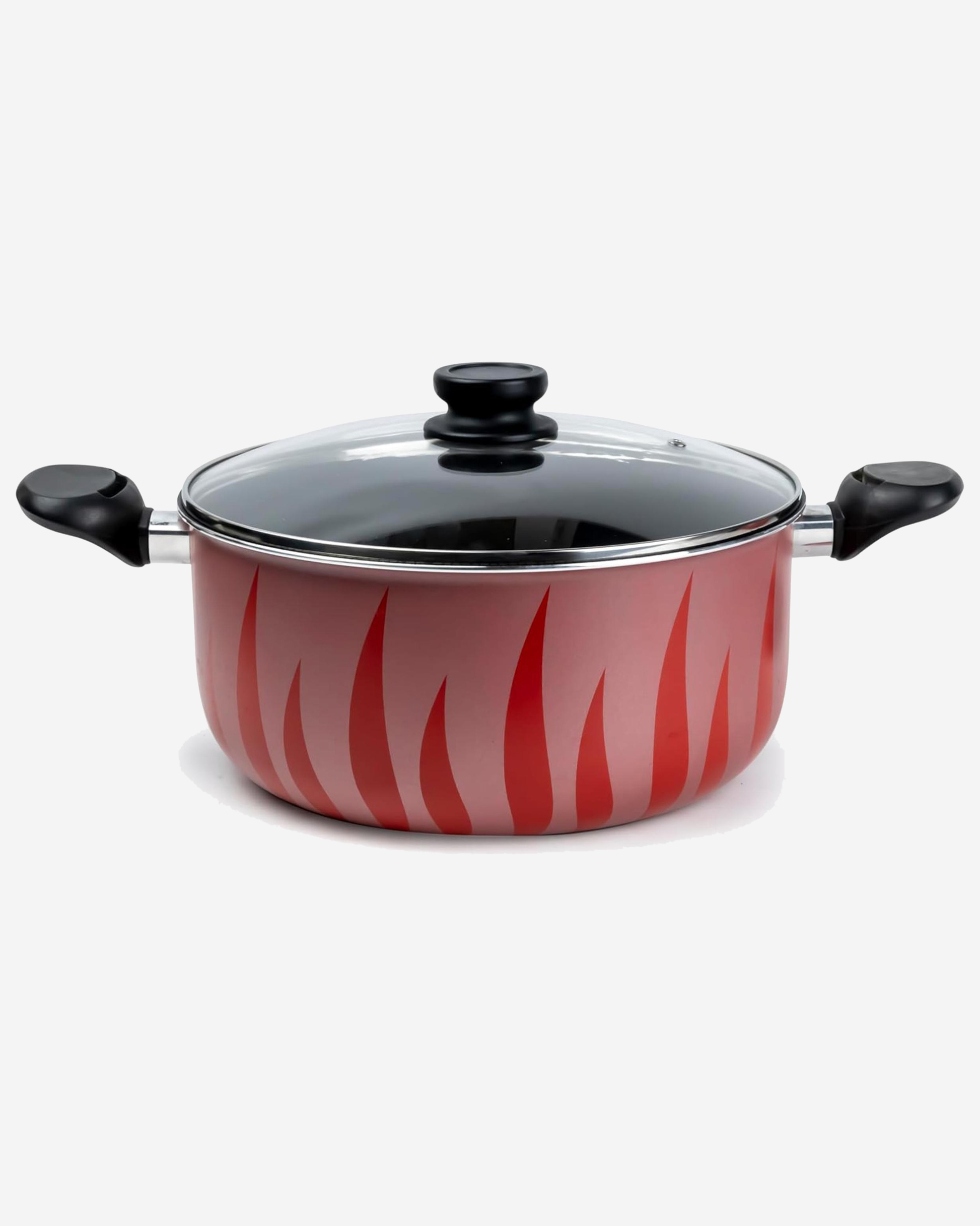 Senstan Flame Design Non?Stick Casserole 28 cm Red