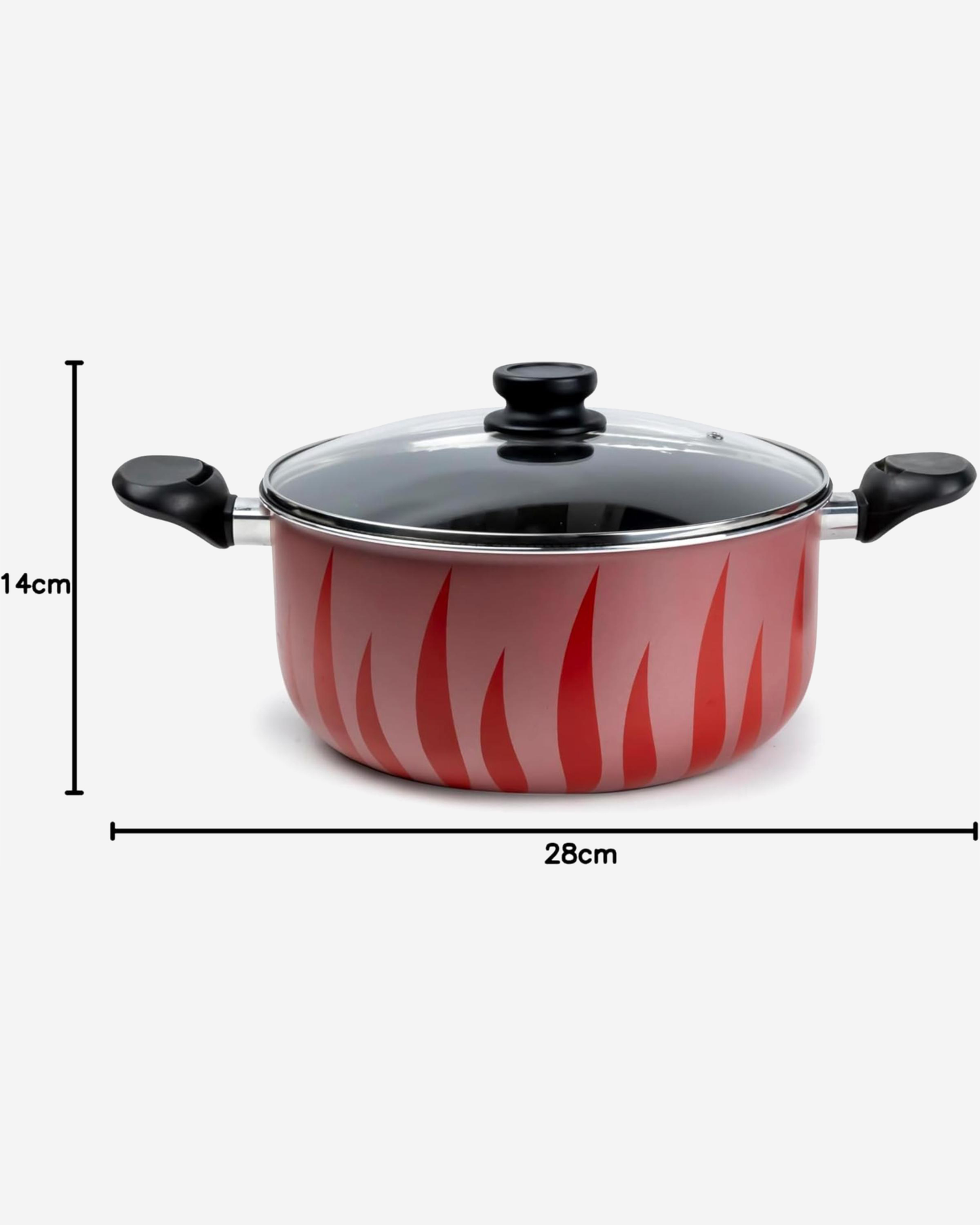 Senstan Flame Design Non-Stick Casserole 28 cm Red