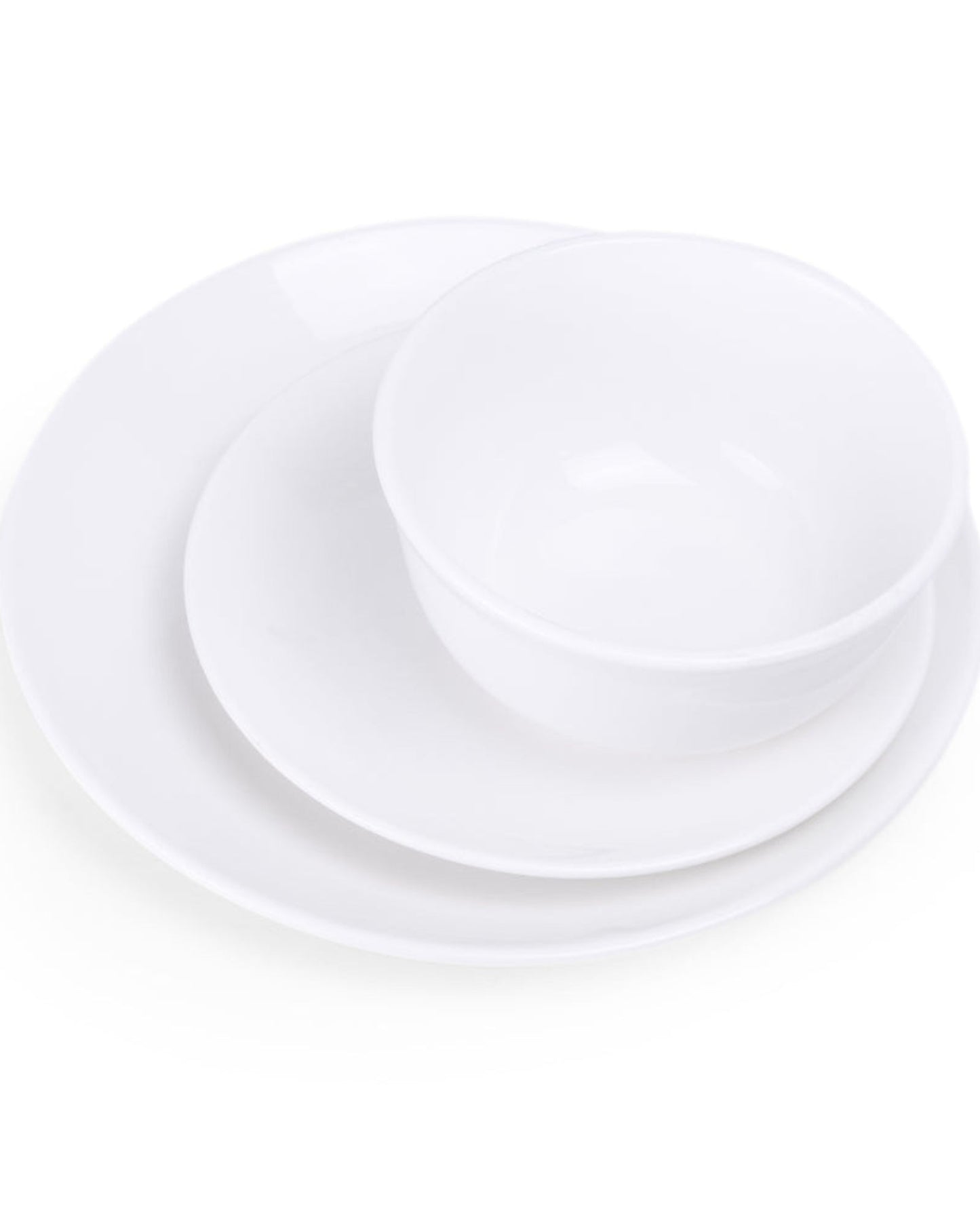 Shallow by Cuisine Art 12-Piece Porcelain Dinnerware Set – Elegant Ceramic Crockery for 4 | Includes 26.8 cm Dinner Plates, 20 cm Side Plates, and 15 cm Bowls, White