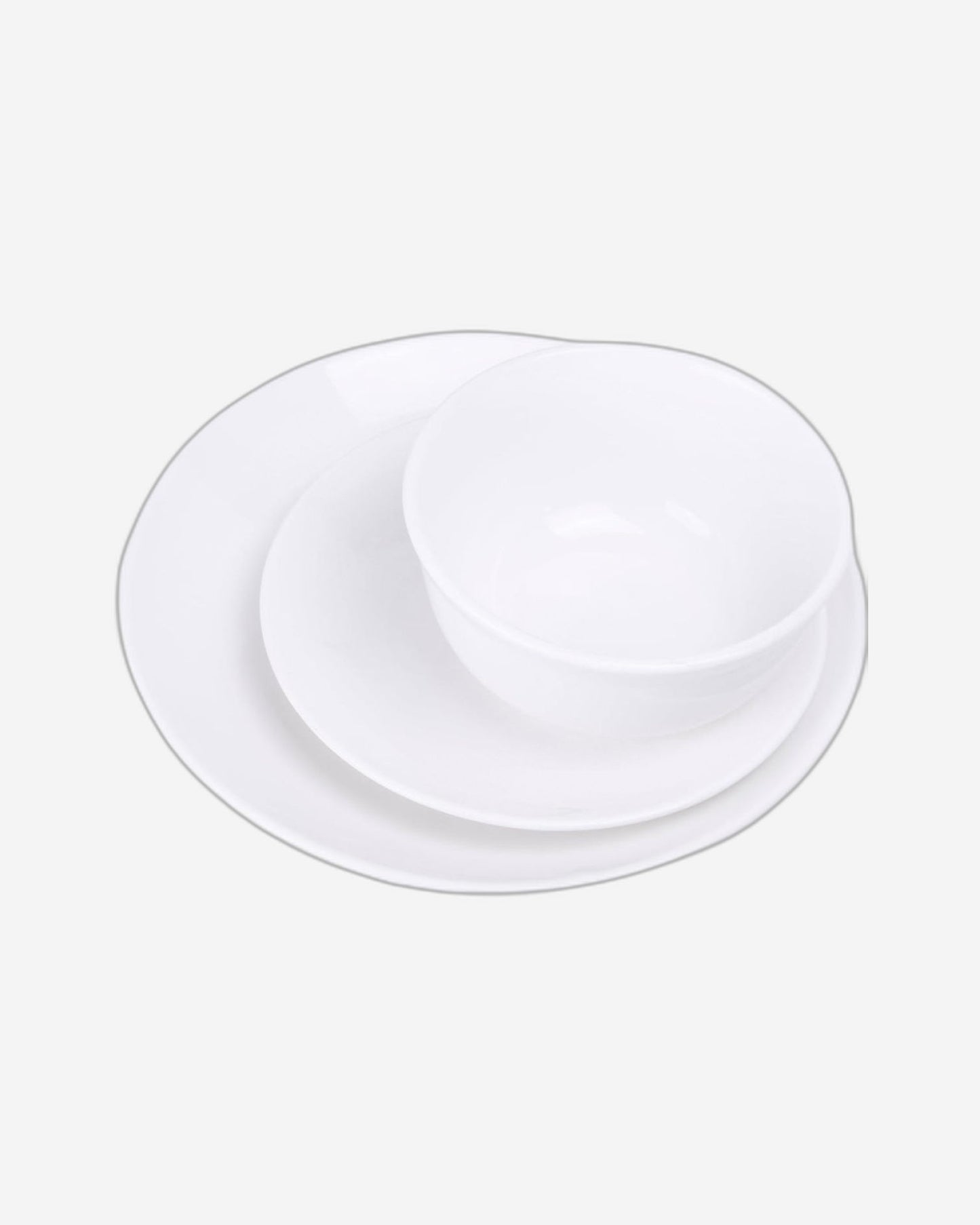 Shallow by Cuisine Art 18-Piece Porcelain Dinnerware Set – Elegant Ceramic Crockery for 6 | Includes 26.8 cm Dinner Plates, 20 cm Side Plates, and 15 cm Bowls, White