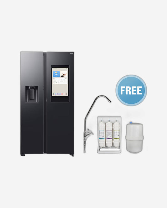 Samsung Bespoke AI 591L Side-by-Side Refrigerator with Family Hub Screen, SpaceMax Technology – RS90F66B1FAE (Milano Water Purifier Free)