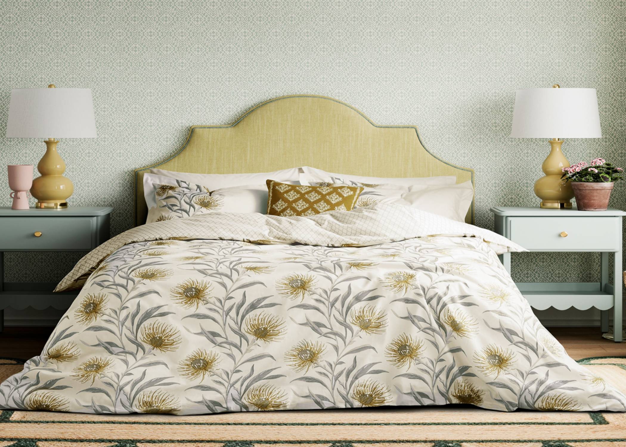 Sanderson "Catherinae" Duvet Cover Set in Hay (Gold)