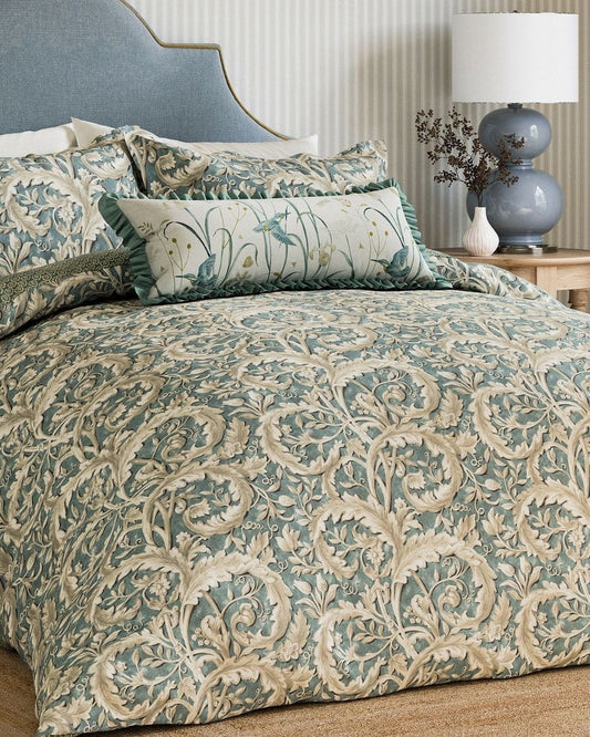 Sanderson "Tila Lime" Duvet Cover Set in Soft Teal