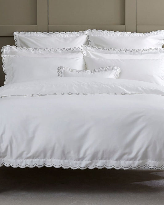 Christy "Scallop Edge" Duvet Cover Sets in Silver