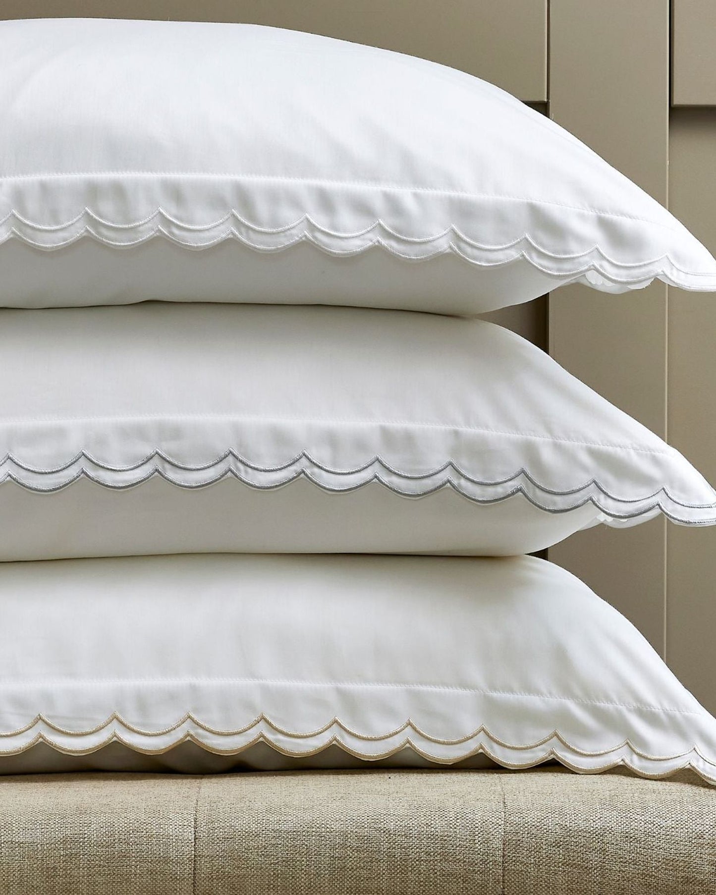Christy "Scallop Edge" Duvet Cover Sets in Oyster