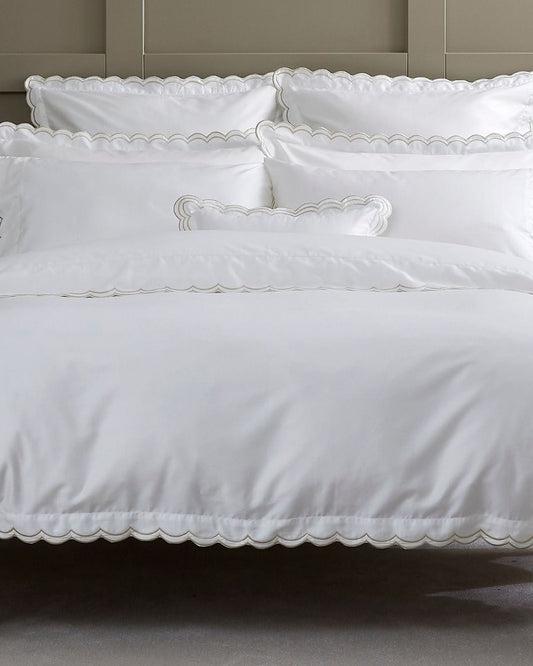 Christy "Scallop Edge" Duvet Cover Sets in Oyster