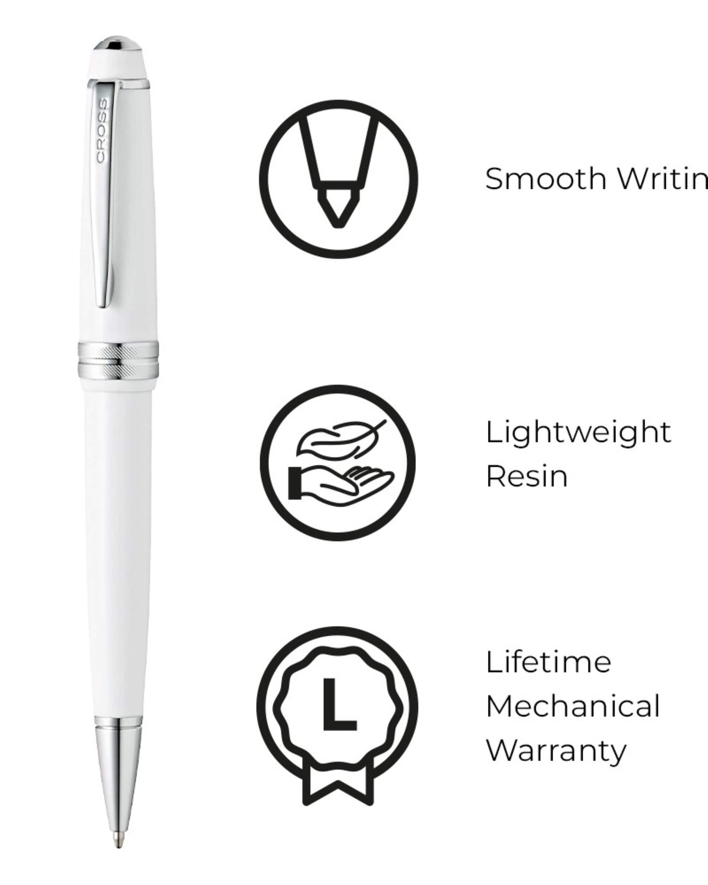 Cross Bailey Light™ Polished White Resin Fine-Tip Ballpoint Pen