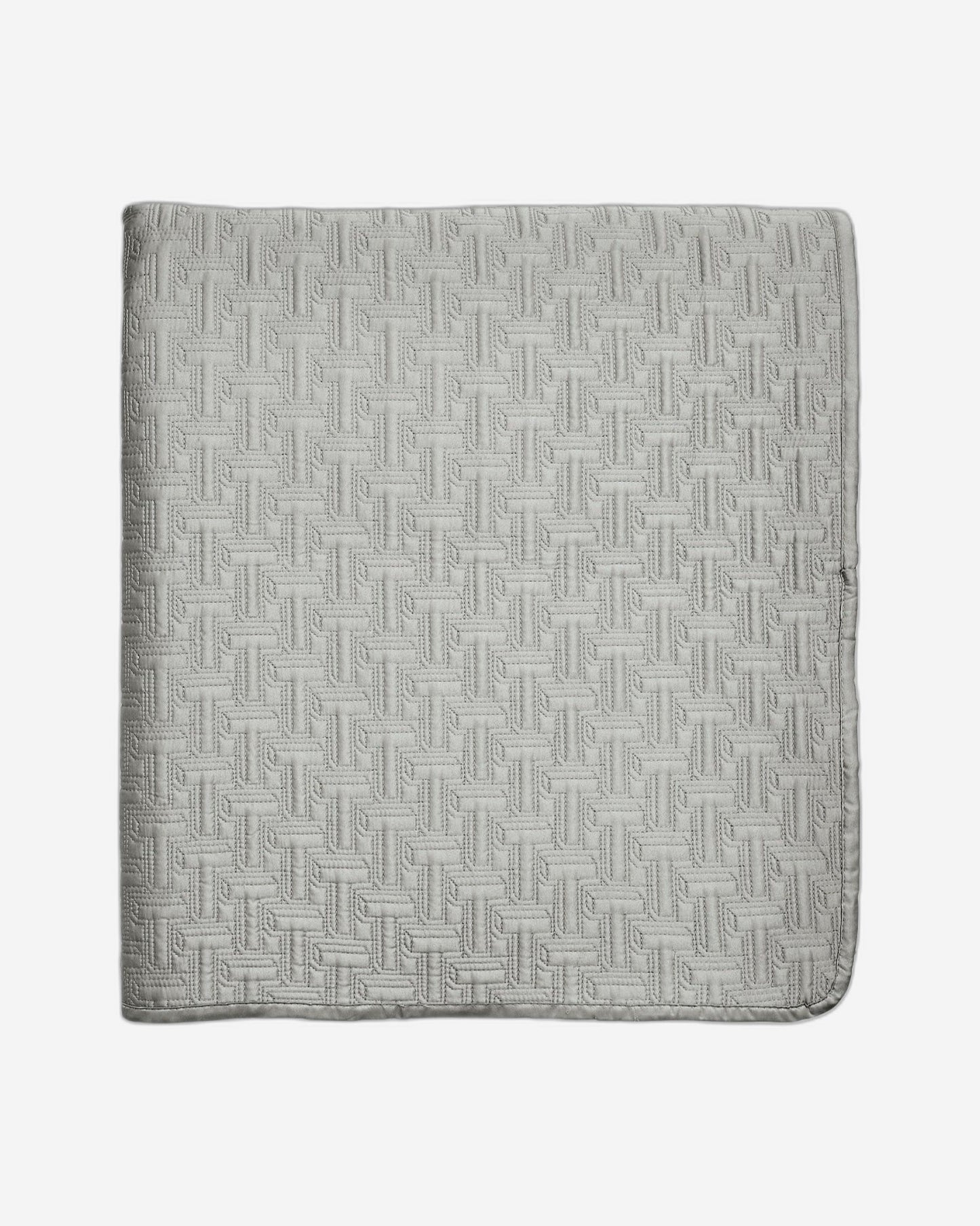 Ted Baker "T" Quilted Bedspread  and Pillow Shams in Silver
