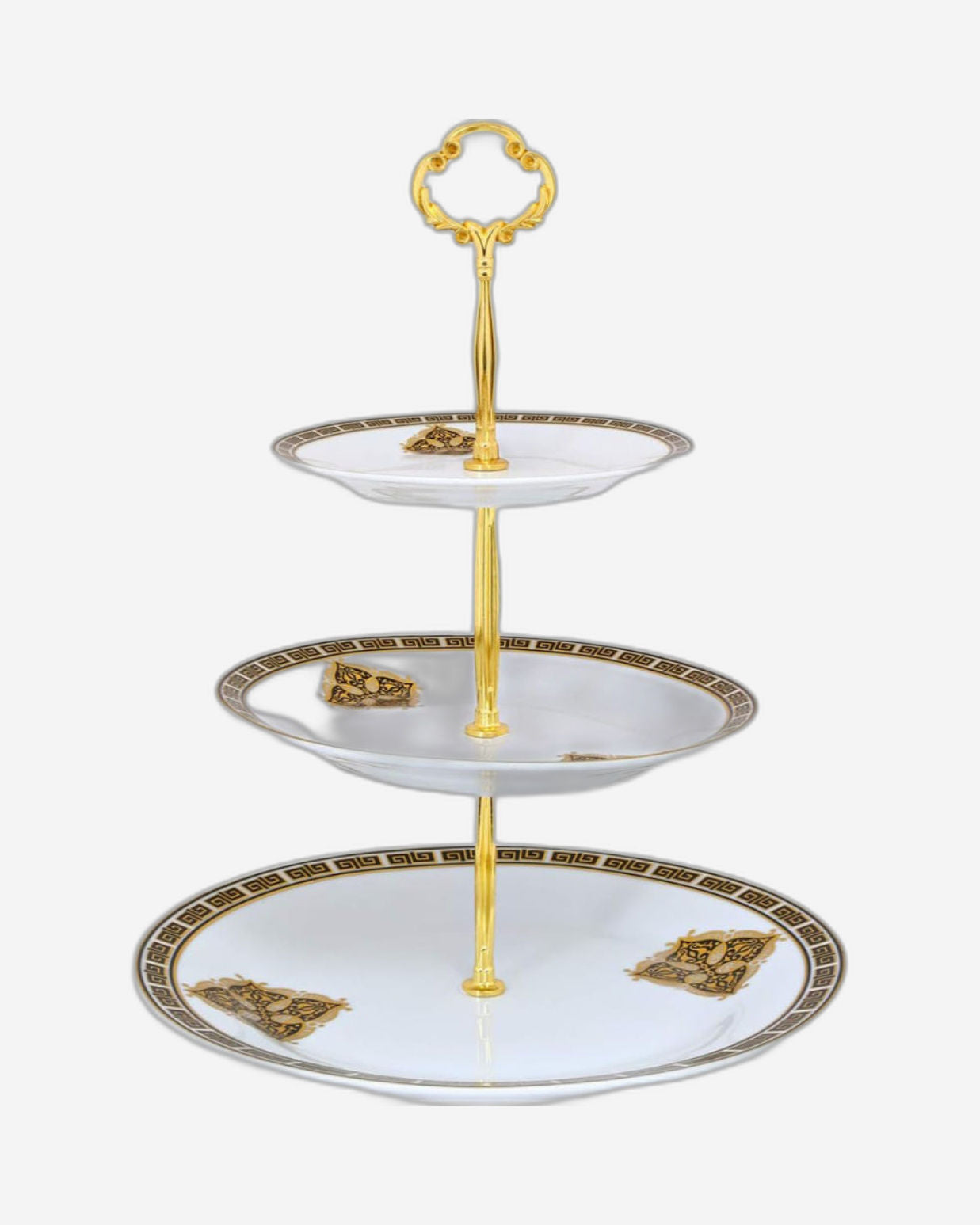 Shallow Bone China 3-Tier Cake Plate, Elegant Porcelain Dessert Stand for Afternoon Tea, Pastries, & Weddings