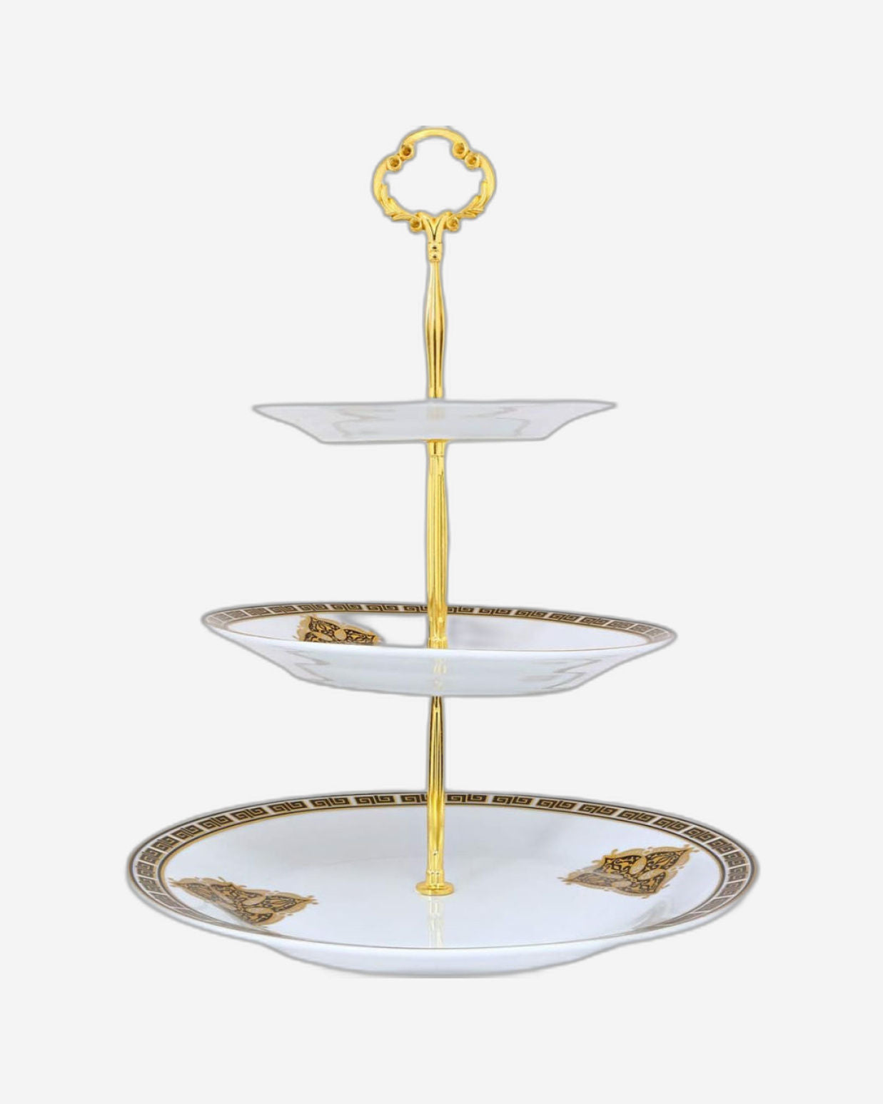 Shallow Bone China 3-Tier Cake Plate, Elegant Porcelain Dessert Stand for Afternoon Tea, Pastries, & Weddings