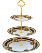 Shallow Bone China 3-Tier Cake Plate, Elegant Porcelain Dessert Stand for Afternoon Tea, Pastries, & Weddings