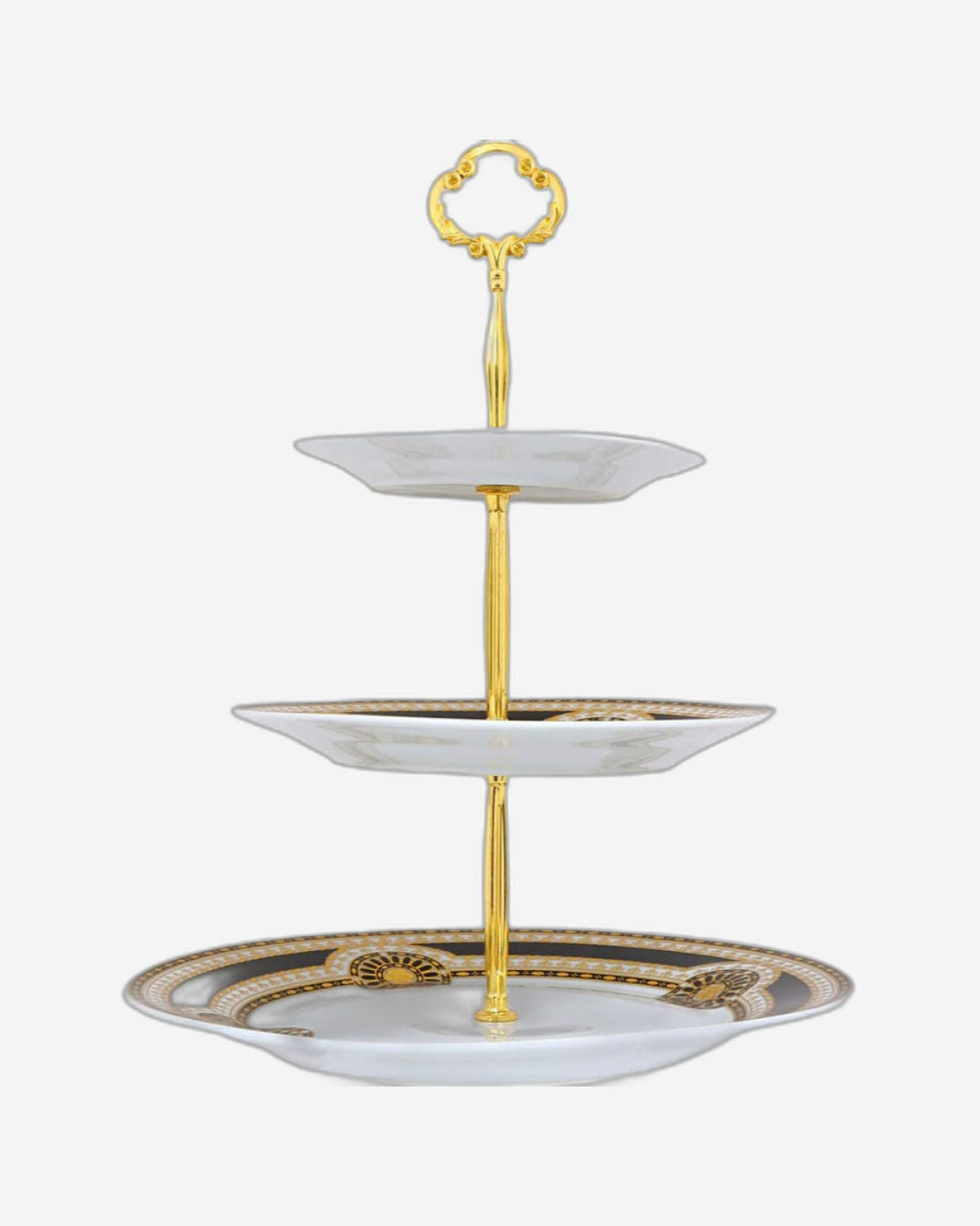 Shallow Bone China 3-Tier Cake Plate, Elegant Porcelain Dessert Stand for Afternoon Tea, Pastries, & Weddings